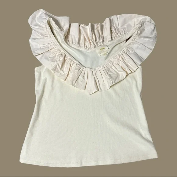 MAEVE ANTHROPOLOGIE RUFFLED V-NECK BLOUSE
TOP IVORY SIZE XL‎ - Picture 7 of 8